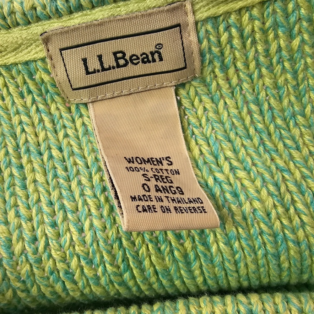 L.L. Bean Women's Cotton Sweater Small‎ Green Blue Marled Knit Crewneck Pullover - Picture 7 of 8